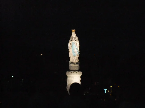Estátua Virgem Maria Lourdes França Basílica Lourdes Nosso Lad — Fotografia de Stock