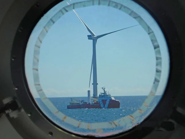 Wind Turbine Erection Offshore Sea Ocean — Stock Photo, Image