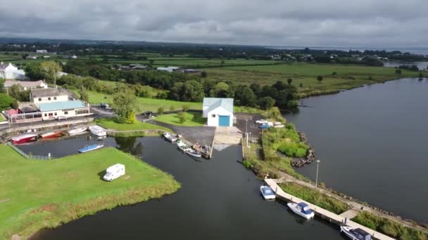 Aerial Footage Battery Harbour Moortown Newport Trench Lough Neagh Northern — Vídeos de Stock