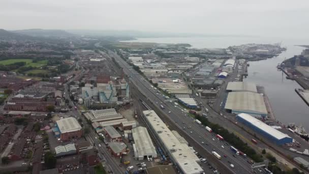 Aerial Footage Motorway Belfast Northern Ireland — Stockvideo