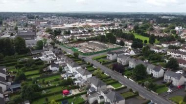 Aerial video of Ballymena Town Centre Northern Ireland 
