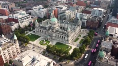 Aerial video of Belfast City Hall County Antrim Northern Ireland 
