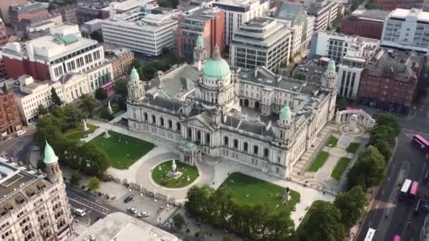 Aerial Video Belfast City Hall County Antrim Northern Ireland — Vídeo de Stock