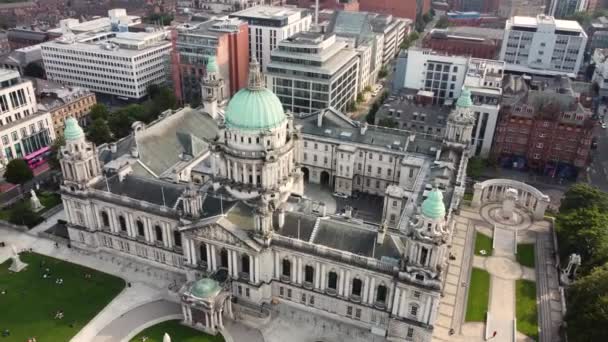 Aerial Video Belfast City Hall County Antrim Northern Ireland — Stockvideo