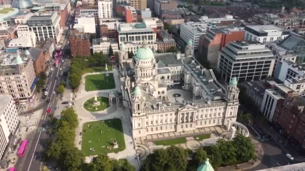 Aerial Video Belfast City Hall County Antrim Northern Ireland — Stock video