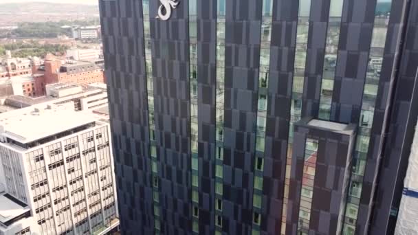 Aerial Video Grand Central Hotel Belfast Skyline Cityscape Northern Ireland — Video Stock
