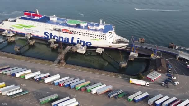 Aerial Video Stena Line Ferry Belfast Northern Ireland — Stockvideo