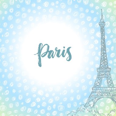 El çekilmiş Eyfel Kulesi ve Paris