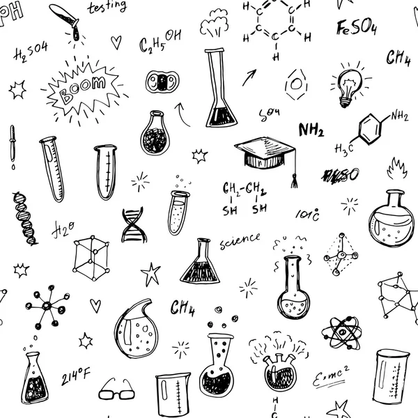 Conjunto de iconos químicos dibujados a mano — Vector de stock