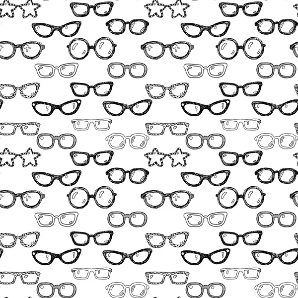 Patrón de gafas de garabato dibujadas a mano — Vector de stock