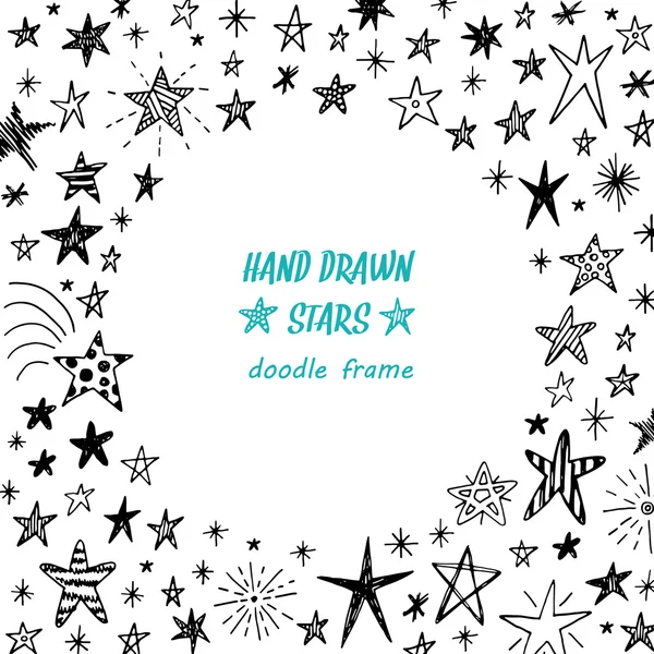 Estrelas de rabiscos desenhadas à mão — Vetor de Stock