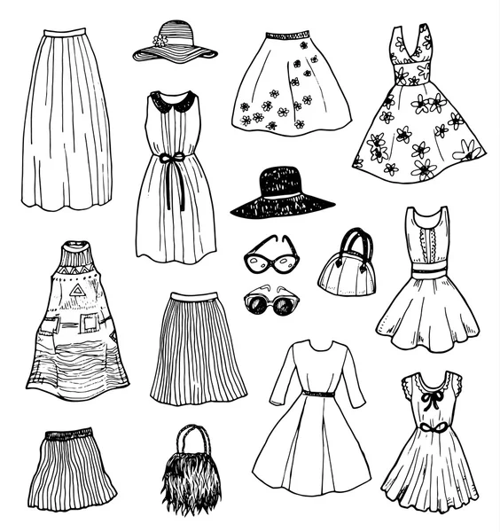 Patrón de ropa de moda dibujada a mano — Archivo Imágenes Vectoriales