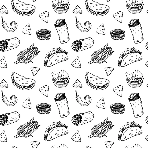 Elle çizilmiş Meksika yemeği