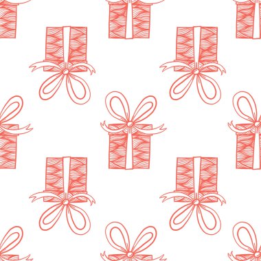 Doodle hediye kutuları ile Seamless Modeli