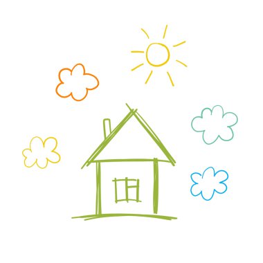 Doodle çocuk evi ile çizim