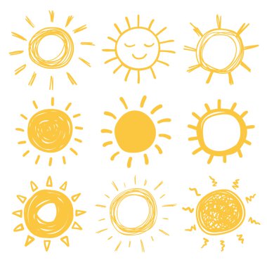 Komik doodle güneş 