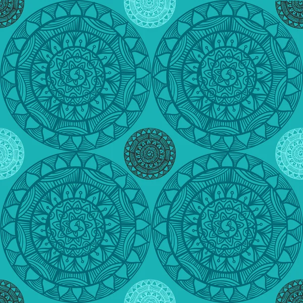 Seamless pattern with zentangle mandala — Stock Vector