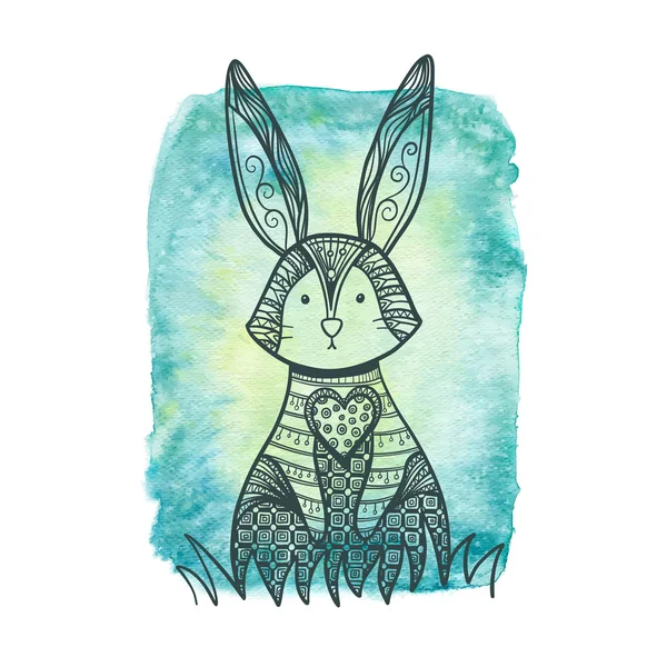 Рисование зентального кролика — стоковый вектор