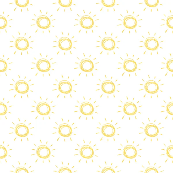 Seamless pattern with hand drawn suns — Stock Vector