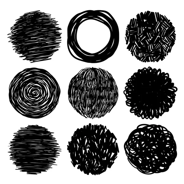 Conjunto de círculos rabiscos desenhados à mão —  Vetores de Stock