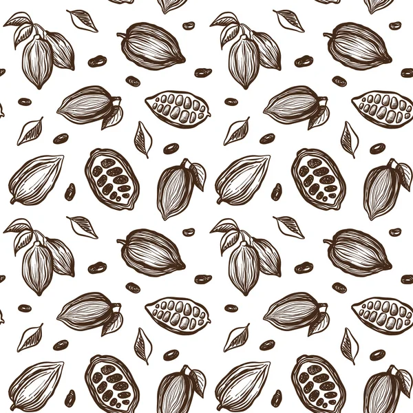 Seamless pattern with cocoa beans — Stock Vector