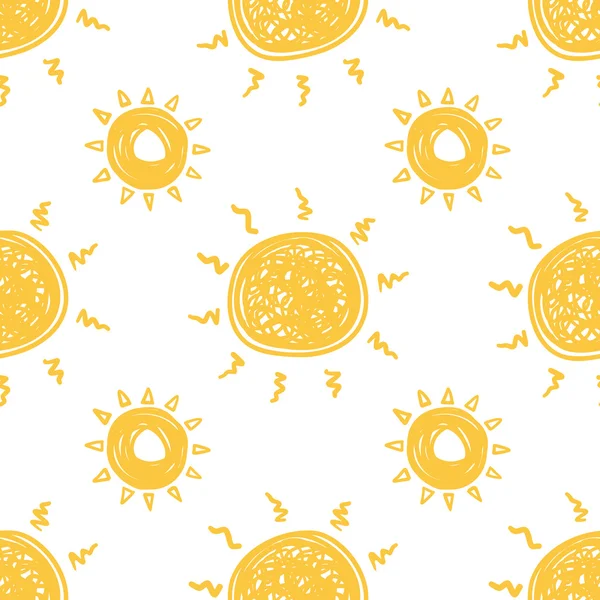 Naadloze patroon met de hand getekende zonnen — Stockvector