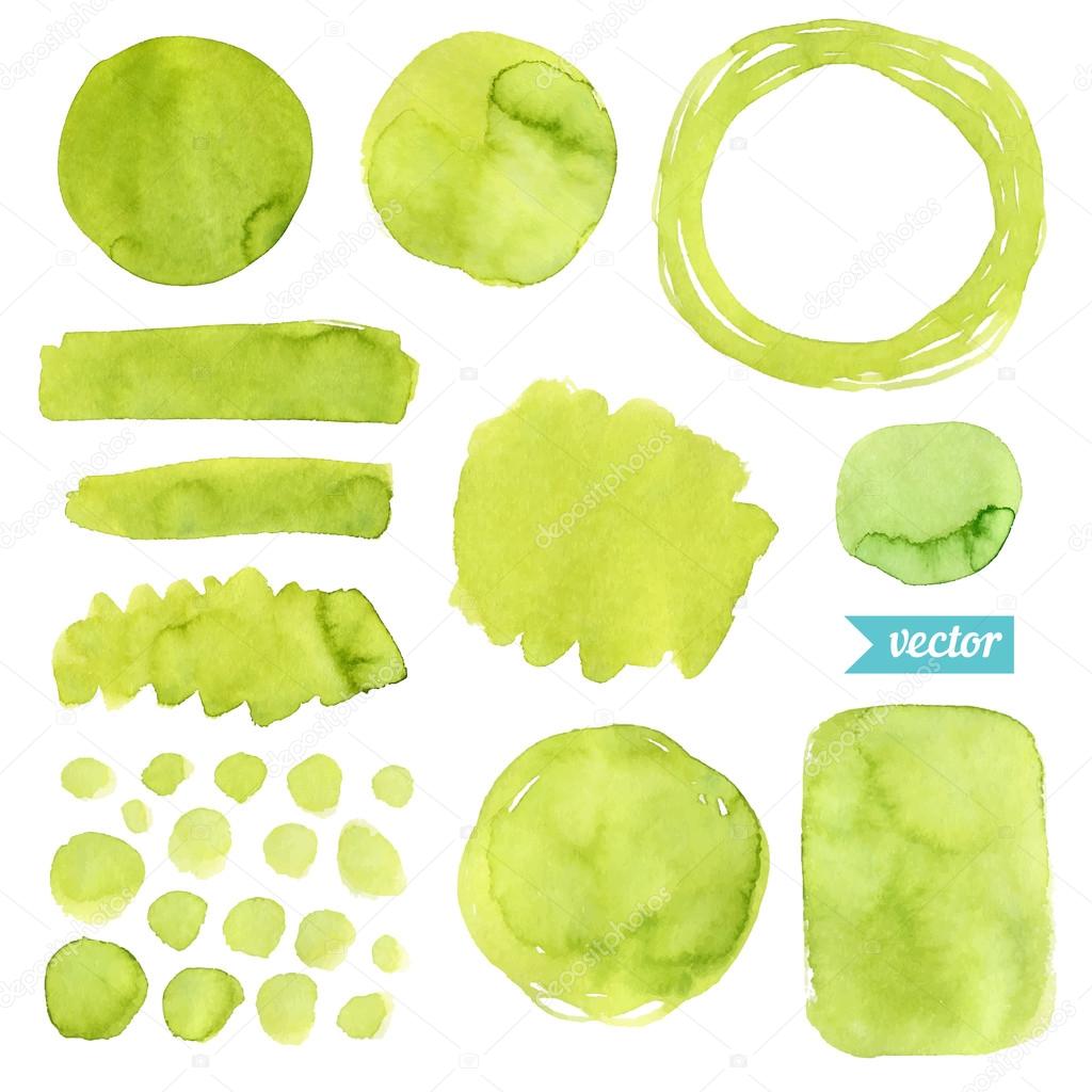 Watercolor spring bright green stains