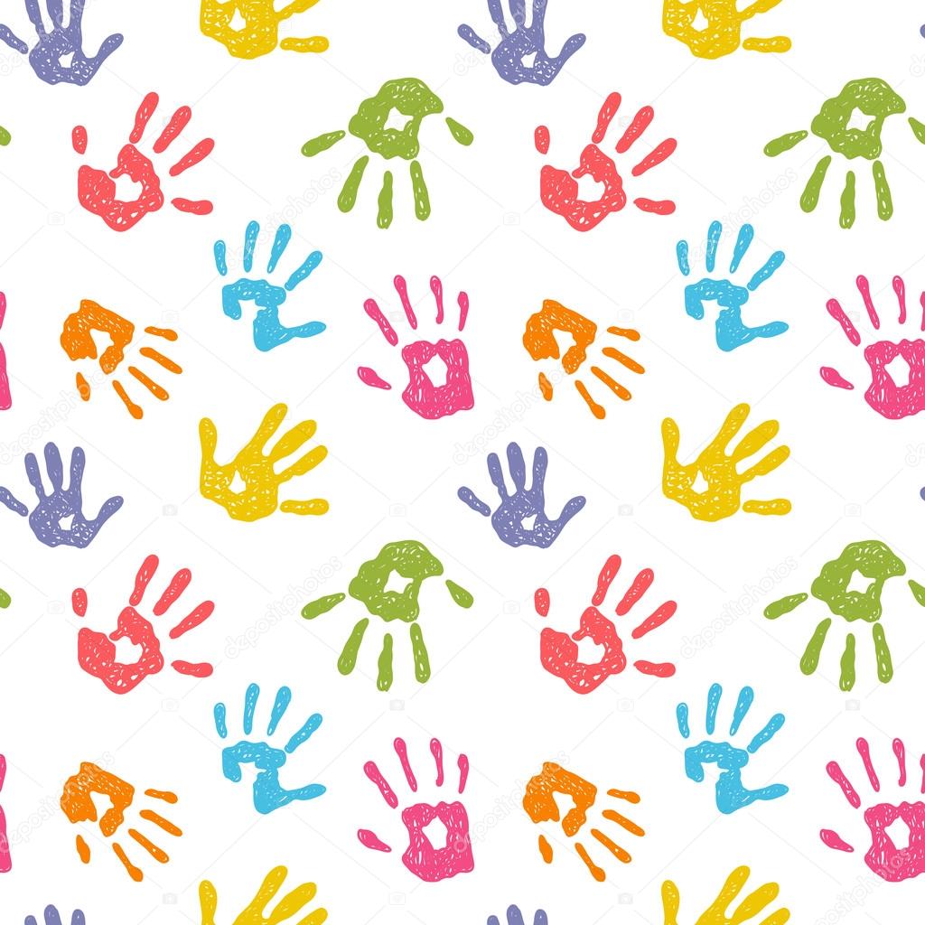 background with colorful hand prints