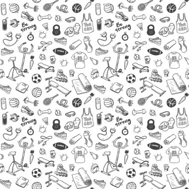 Spor ve sağlıklı unsurları içeren deseni