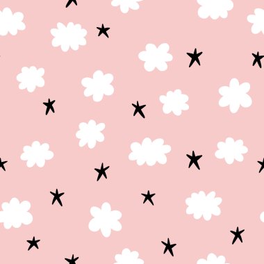 Yıldızlar ve bulutlar ile şirin desen