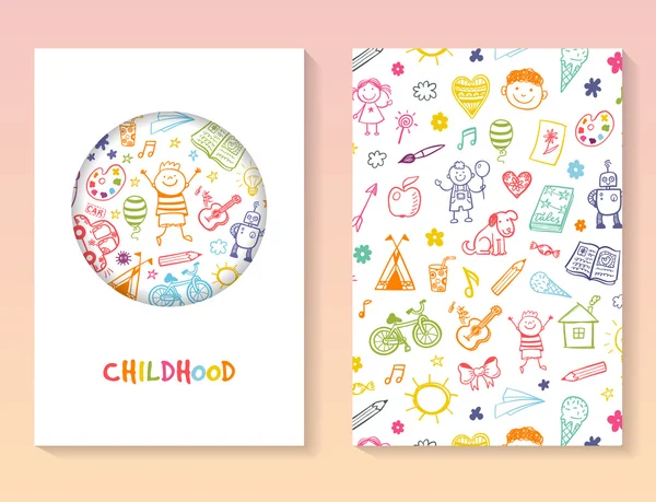 Modèle de brochure avec dessin pour enfants — Image vectorielle