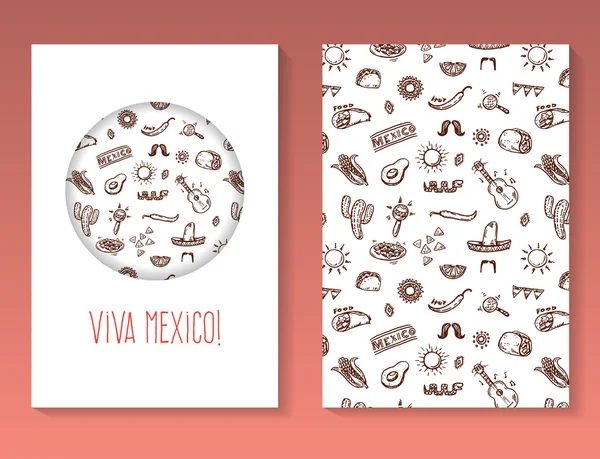 Plantilla de folleto de garabatos mexicanos — Vector de stock