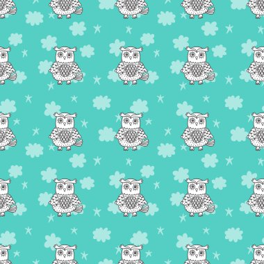  elle çizilmiş doodle baykuşlar.