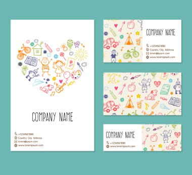 Şablon çizim doodle çocuklu