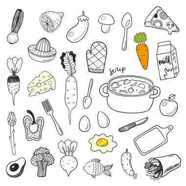 Elle çizilmiş doodle Mama seti