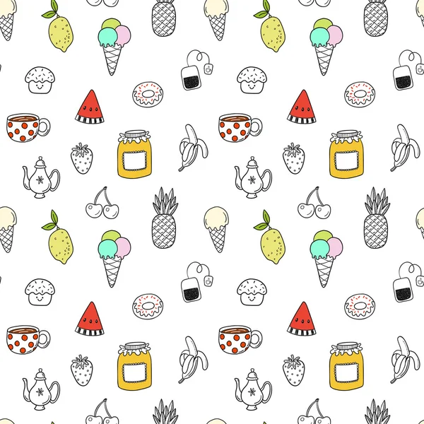 Doodle food desenhado à mão — Vetor de Stock