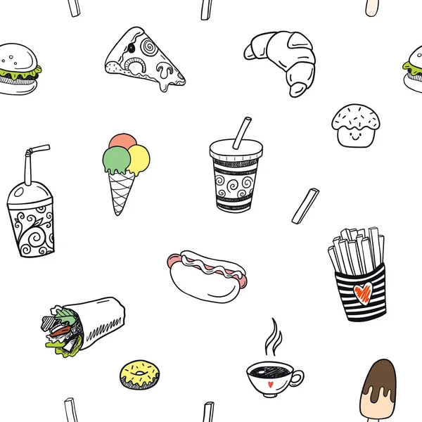 手工绘制的快餐元素 — 图库矢量图片