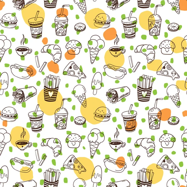 Seamless pattern with doodle fast food