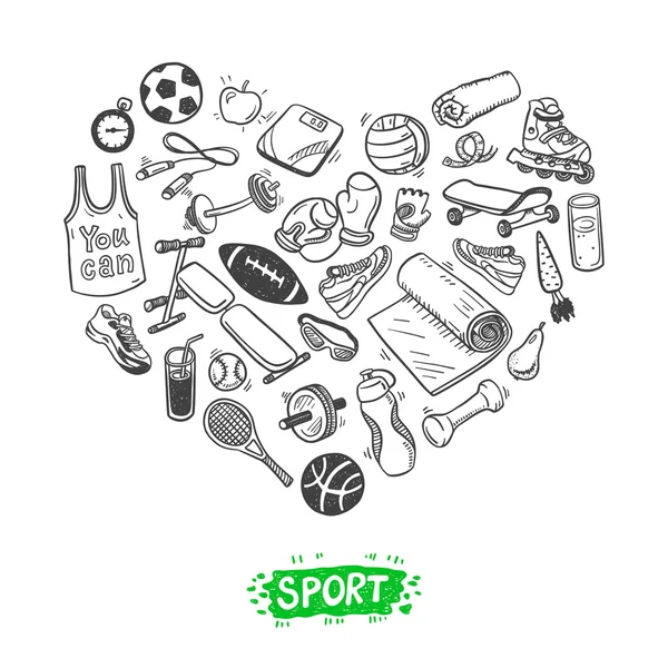 Sport and healthy lifestyle elements. — Stock Vector