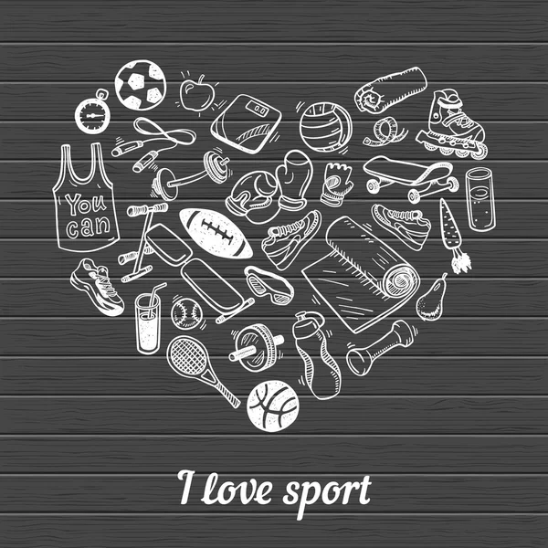 Me encanta la ilustración deportiva . — Vector de stock