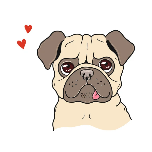 Illustration of a funny lovely pug — Stock Vector