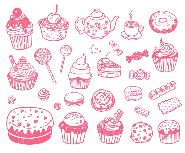 Hand drawn sweets sketches — Stock Vector