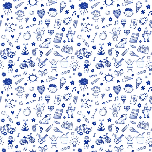 Pola mulus dengan anak-anak corat-coret menggambar  . Stok Ilustrasi 