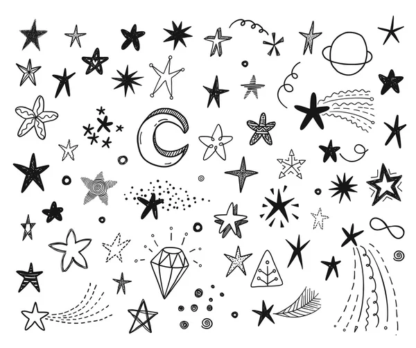 Hand drawn funny doodle stars — Stock Vector