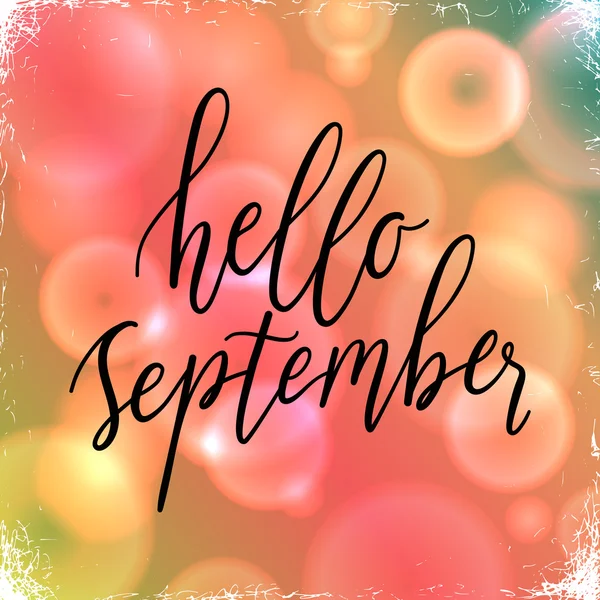 Tebrik kartı Merhaba Eylül — Stok Vektör