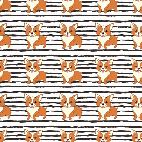 Lindos perros corgi galeses — Vector de stock