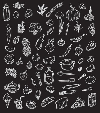 Doodle mutfak ve yemek seti