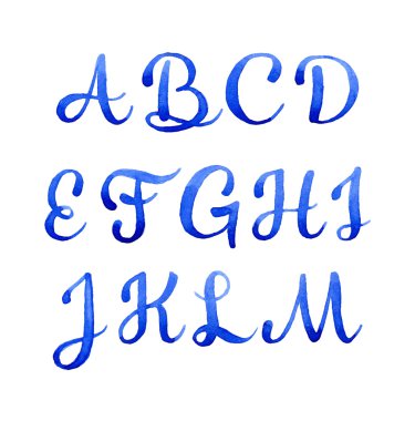 Hand drawn calligraphic font clipart