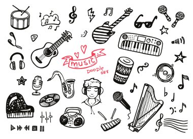 Elle çizilmiş müzik seti.