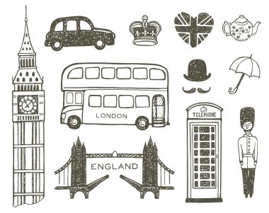 Elle çizilmiş İngiltere ayarla